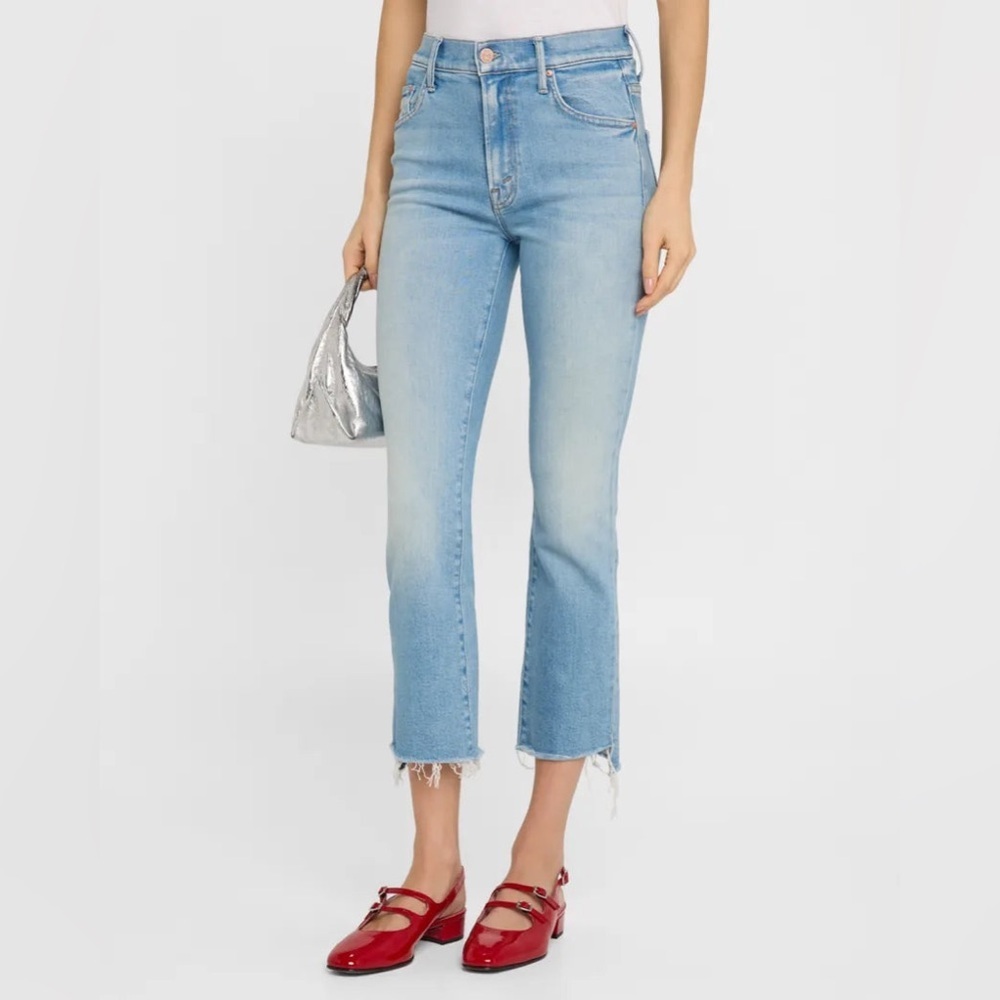 MOTHER Insider Crop Step Fray Jeans Light Wash High Rise 26